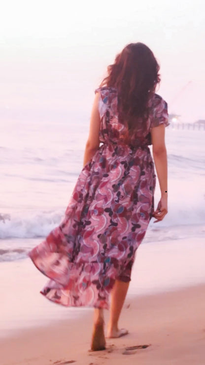 Noroke Sustainable fabric | Bemberg Brown Printed High Low Dress