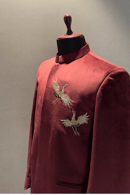 Granate Designer Men's Indo western by Hilo Design