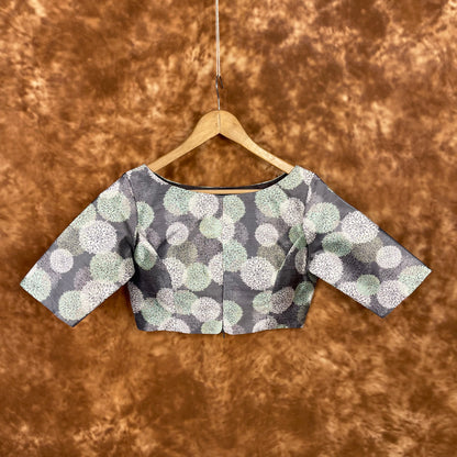Festive Rush Grey Coloured Silk Ready to Wear Blouse - kapda Tailor