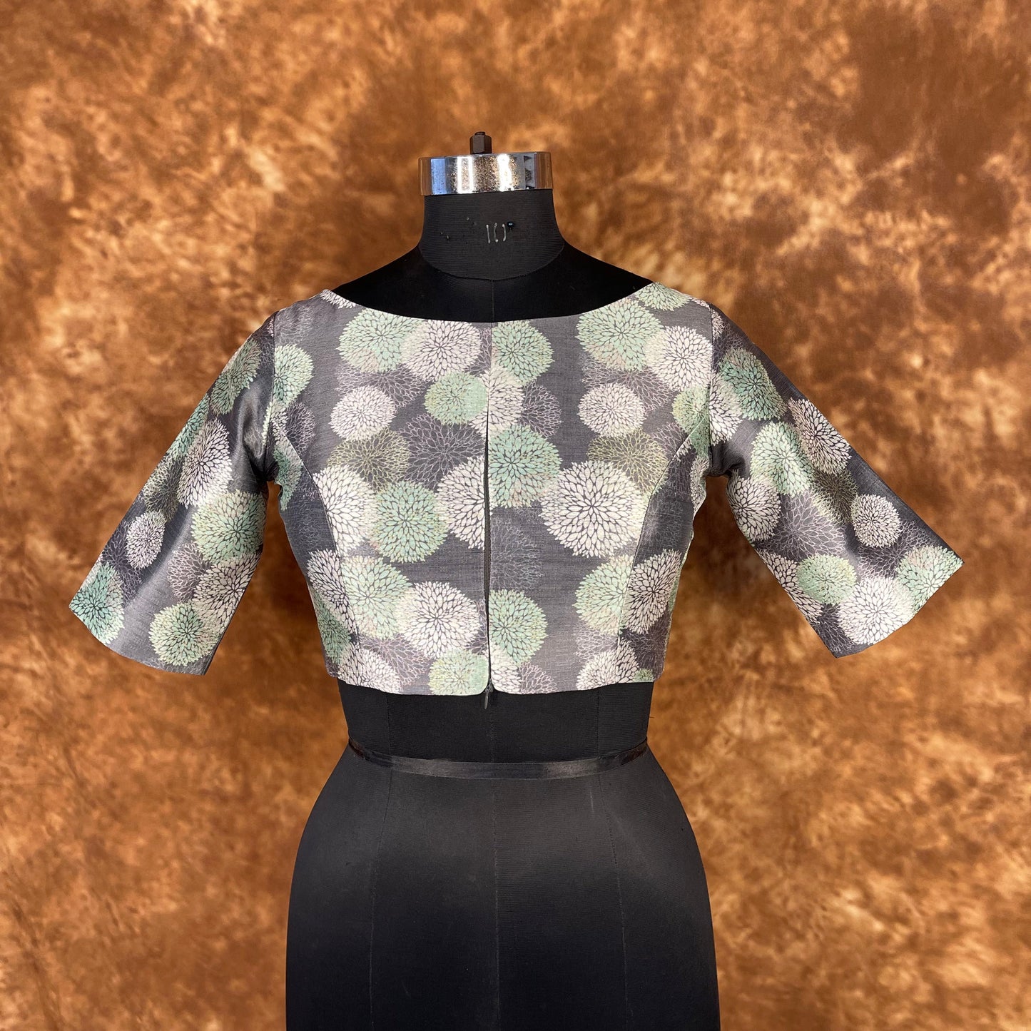 Festive Rush Grey Coloured Silk Ready to Wear Blouse - kapda Tailor
