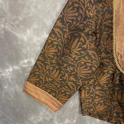 Wood Wish Brown Coloured Cotton Silk Ready to Wear Blouse - kapda Tailor