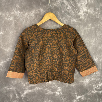 Wood Wish Brown Coloured Cotton Silk Ready to Wear Blouse - kapda Tailor