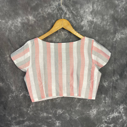 Funky Fusion Multis Strip Color Coloured Chanderi Cotton Ready to Wear Blouse - kapda Tailor
