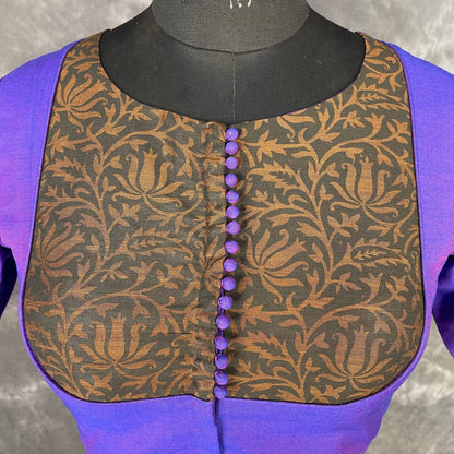 Greeky Blush Purple / Brown Coloured Cotto Silk/Cotton Silk Printed Ready to Wear Blouse - kapda Tailor