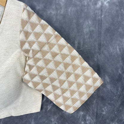 Barf Ki Saugat Cream Coloured Chanderi Cotton & Chanderi Broket Ready to Wear Blouse - kapda Tailor