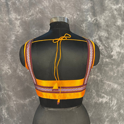 Mangalore Madness Orange Coloured Mangalore Isik/Khan Border Ready to Wear Blouse - kapda Tailor