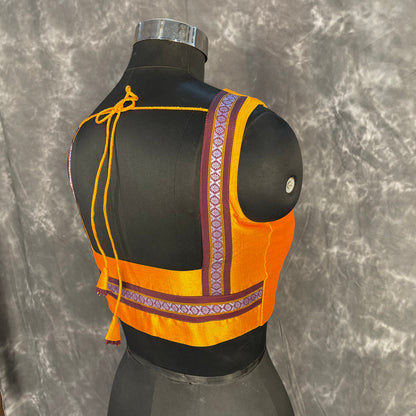 Mangalore Madness Orange Coloured Mangalore Isik/Khan Border Ready to Wear Blouse - kapda Tailor
