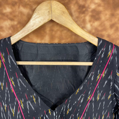 Ikat Riwayaat Black Coloured Ikat Cotton Ready to Wear Blouse - kapda Tailor