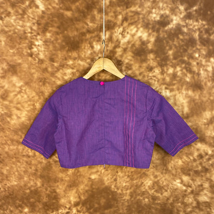 Nebula Fade Purple Coloured Handloom Cotton Ready to Wear Blouse - kapda Tailor