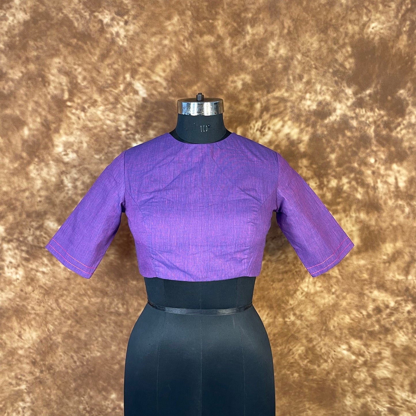 Nebula Fade Purple Coloured Handloom Cotton Ready to Wear Blouse - kapda Tailor