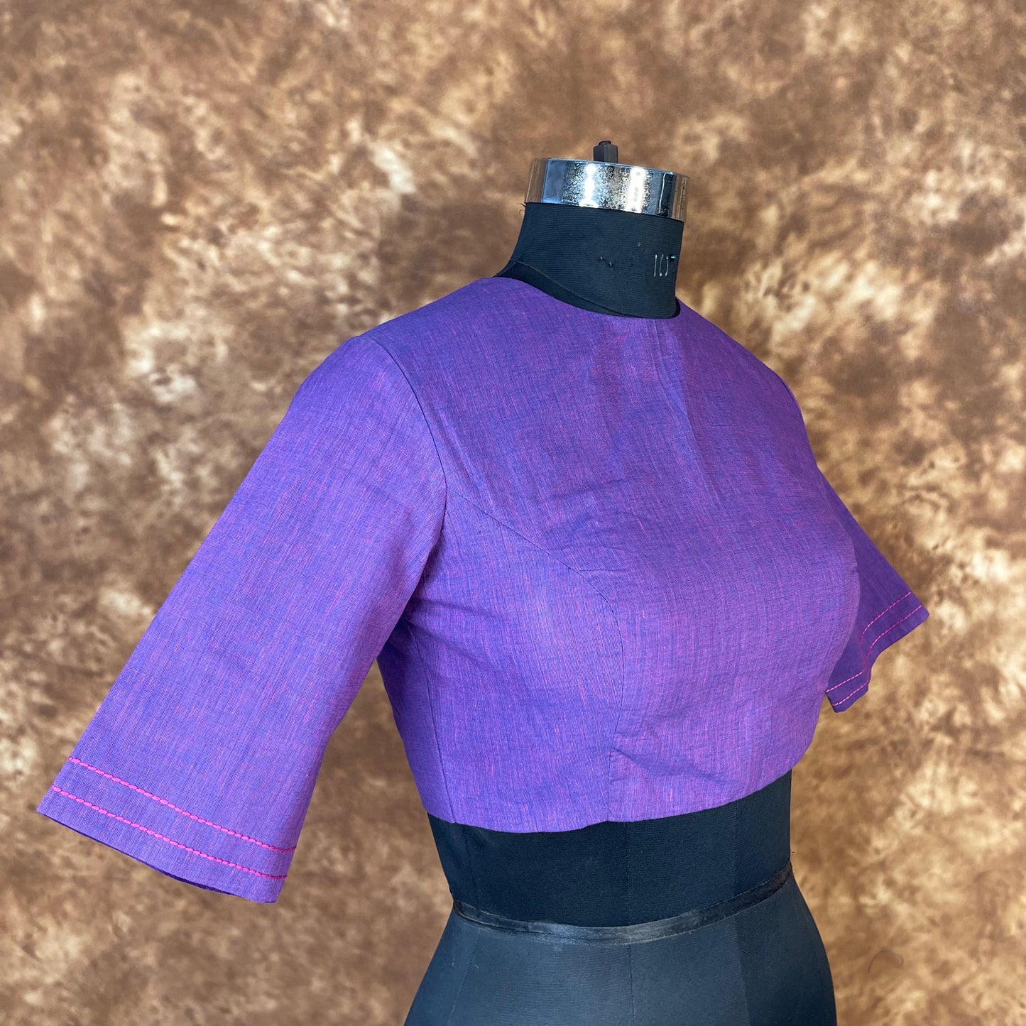 Nebula Fade Purple Coloured Handloom Cotton Ready to Wear Blouse - kapda Tailor