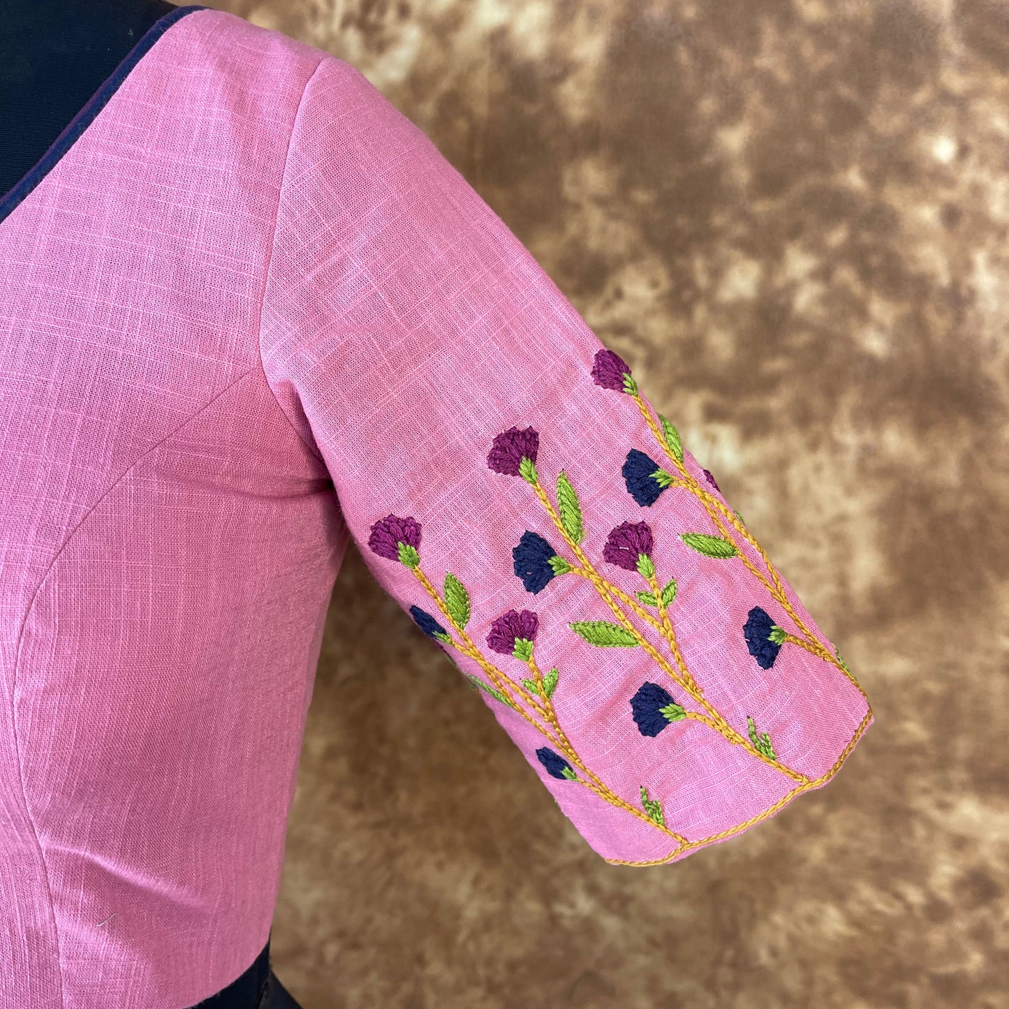 Candy Floss Desire Pink Coloured Slub Cotton Ready to Wear Blouse - kapda Tailor