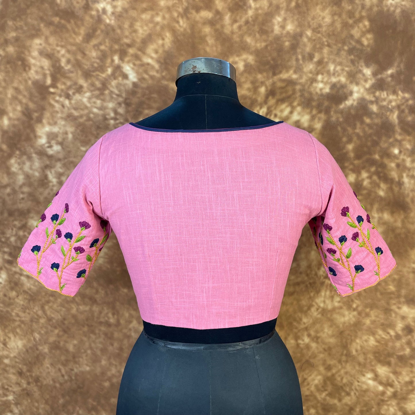 Candy Floss Desire Pink Coloured Slub Cotton Ready to Wear Blouse - kapda Tailor