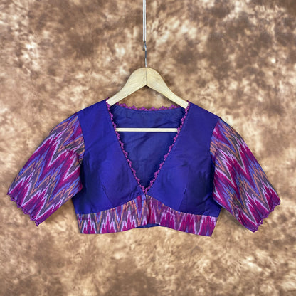 Khwaabon Ka Jharokha Blue Coloured Cotton Silk /Silk Ready to Wear Blouse - kapda Tailor