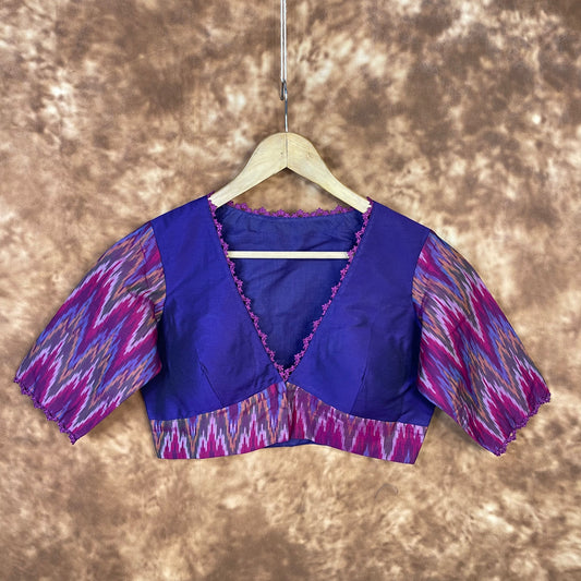 Khwaabon Ka Jharokha Blue Coloured Cotton Silk /Silk Ready to Wear Blouse - kapda Tailor