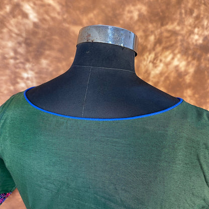 Hari Bhari Zindagi Green Coloured Chanderi Ready to Wear Blouse - kapda Tailor