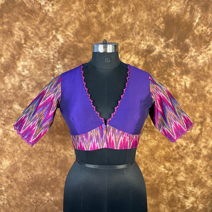 Khwaabon Ka Jharokha Blue Coloured Cotton Silk /Silk Ready to Wear Blouse - kapda Tailor