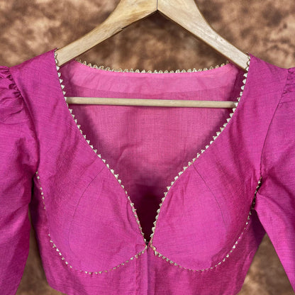 Punchy Pink Pink Coloured Chanderi Silk Ready to Wear Blouse - kapda Tailor