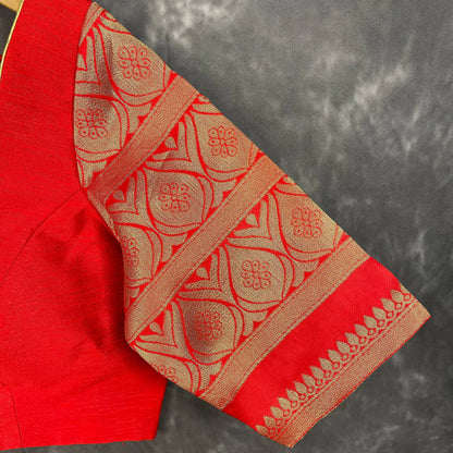 Suhaagan ki Laali Red Coloured Silk /Brocket Ready to Wear Blouse - kapda Tailor