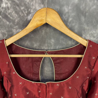 Matargashti Maroon Coloured Silk Ready to Wear Blouse - kapda Tailor