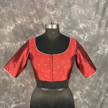 Matargashti Maroon Coloured Silk Ready to Wear Blouse - kapda Tailor