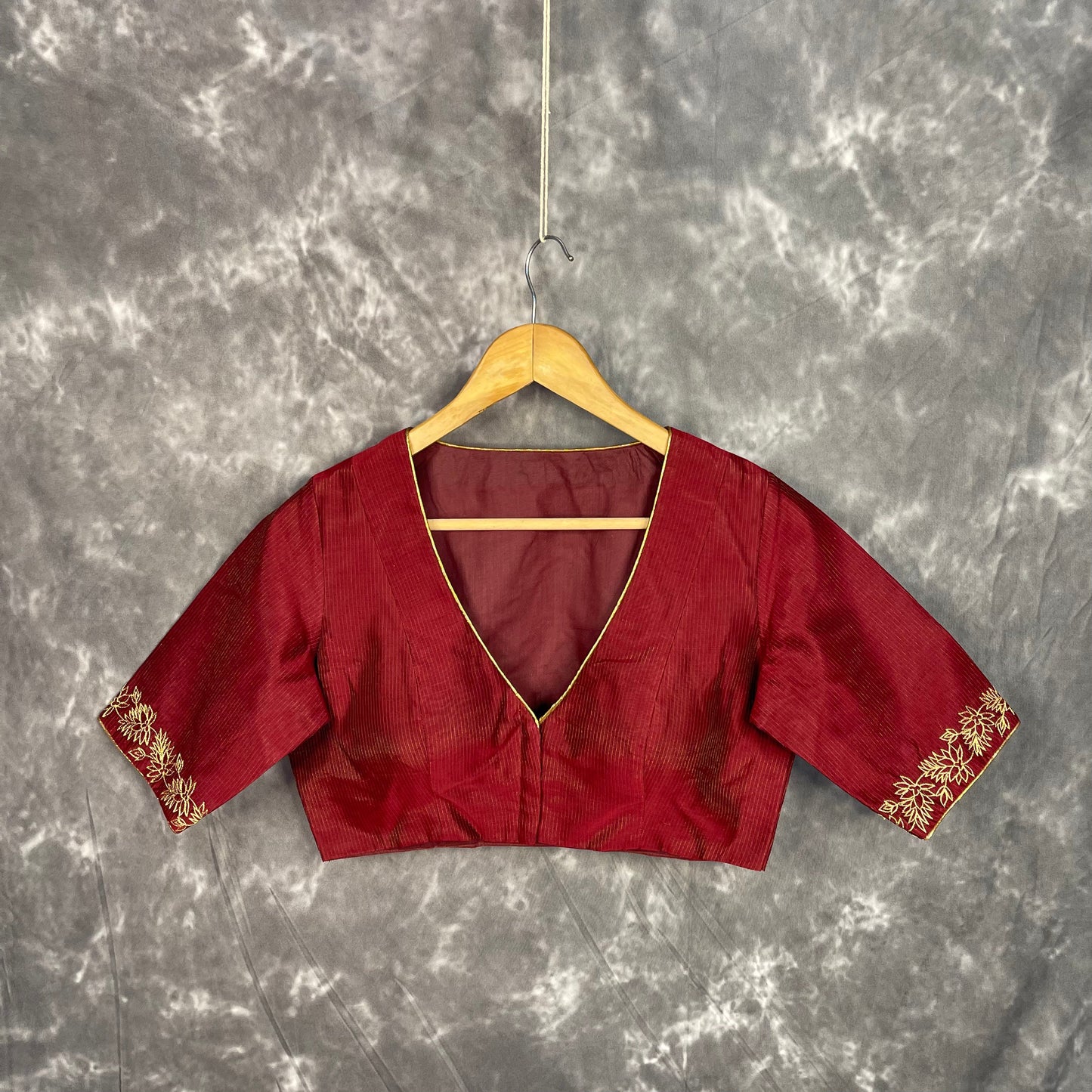 Ehsaas Maroon Coloured Silk Ready to Wear Blouse - kapda Tailor