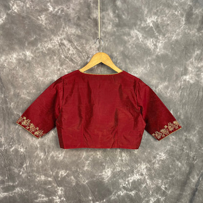 Ehsaas Maroon Coloured Silk Ready to Wear Blouse - kapda Tailor