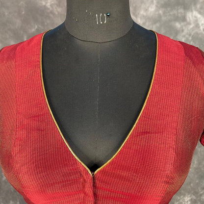 Ehsaas Maroon Coloured Silk Ready to Wear Blouse - kapda Tailor
