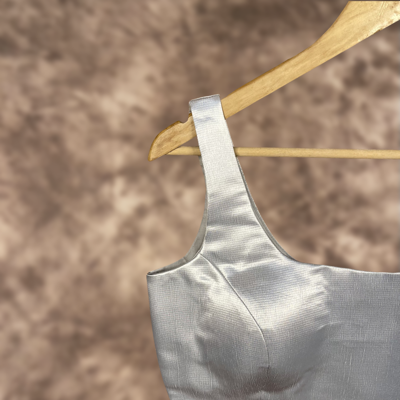 Shades of Stars Silver Coloured Brocket Ready to Wear Blouse - kapda Tailor