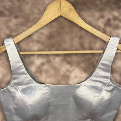 Shades of Stars Silver Coloured Brocket Ready to Wear Blouse - kapda Tailor