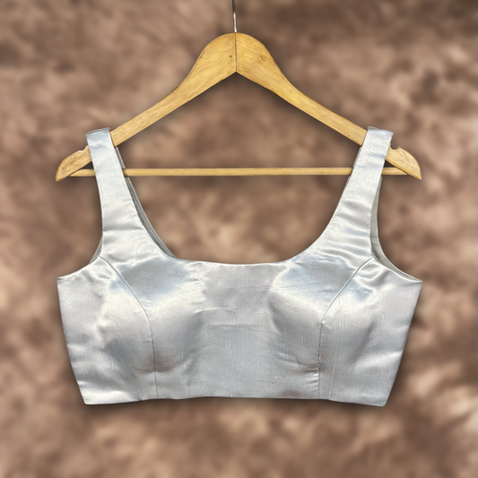 Shades of Stars Silver Coloured Brocket Ready to Wear Blouse - kapda Tailor