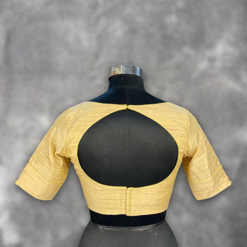 Gleaming Glow Gold Coloured Silk Ready to Wear Blouse - kapda Tailor