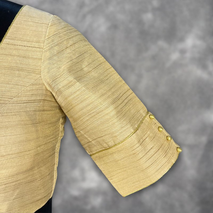 Gleaming Glow Gold Coloured Silk Ready to Wear Blouse - kapda Tailor