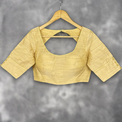 Gleaming Glow Gold Coloured Silk Ready to Wear Blouse - kapda Tailor