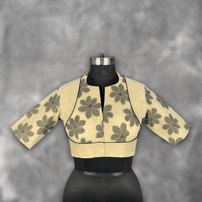 Baadal Ki Chaoon Beige Coloured Cota Cotton/Jute Cotton Ready to Wear Blouse - kapda Tailor