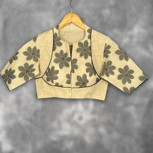 Baadal Ki Chaoon Beige Coloured Cota Cotton/Jute Cotton Ready to Wear Blouse - kapda Tailor