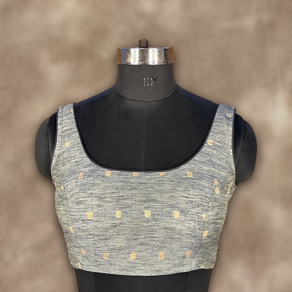 Fabulous Buta Grey Coloured Chanderi Silk Ready to Wear Blouse - kapda Tailor
