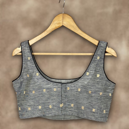 Fabulous Buta Grey Coloured Chanderi Silk Ready to Wear Blouse - kapda Tailor