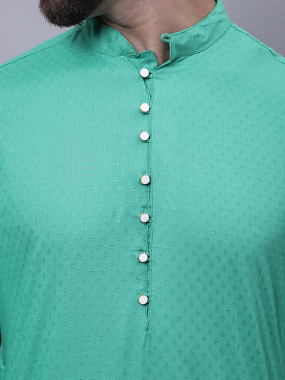 Even Apparels Green Kurta With Band Collar