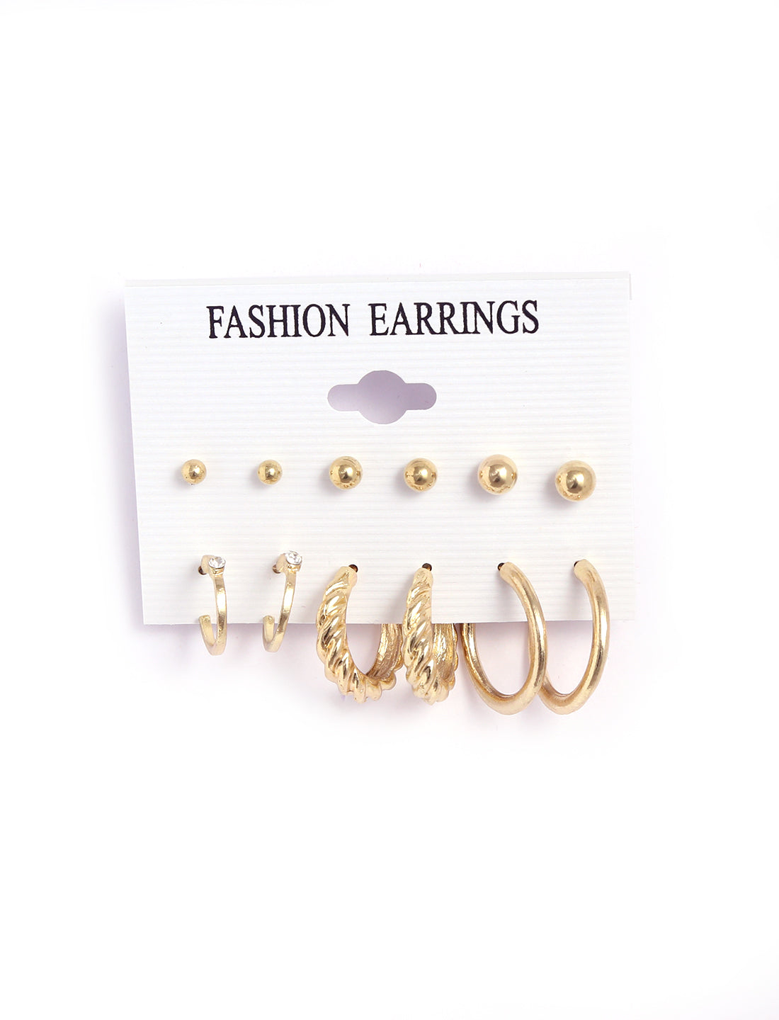 Gold-Polished Alloy Set Of 6 Designer Earrings - The Pari