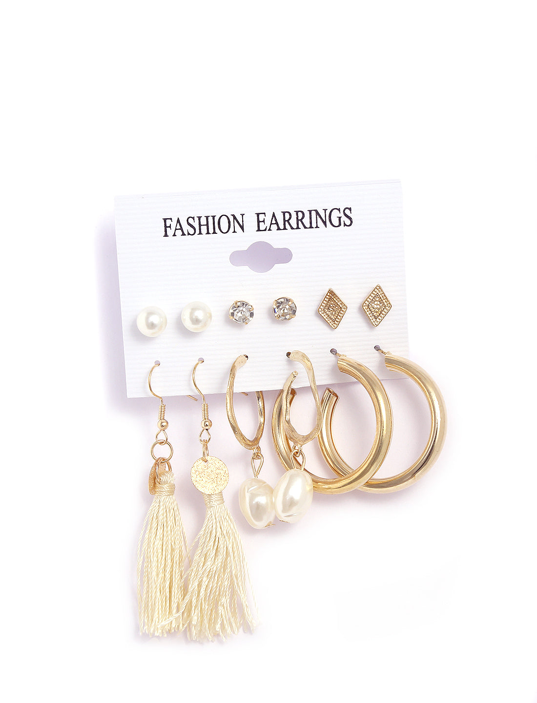 Gold-Polished Alloy Set Of 6 Designer Earrings - The Pari