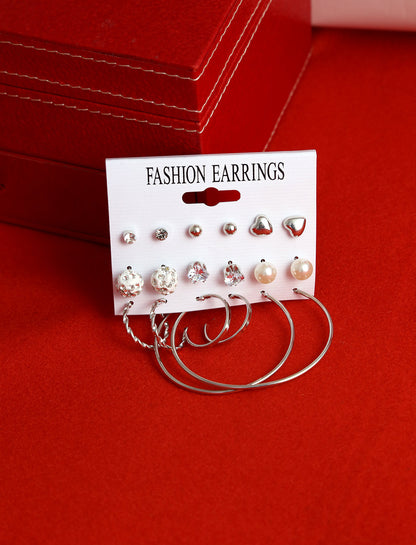 Gold-Polished Alloy Set Of 9 Designer Earrings - The Pari