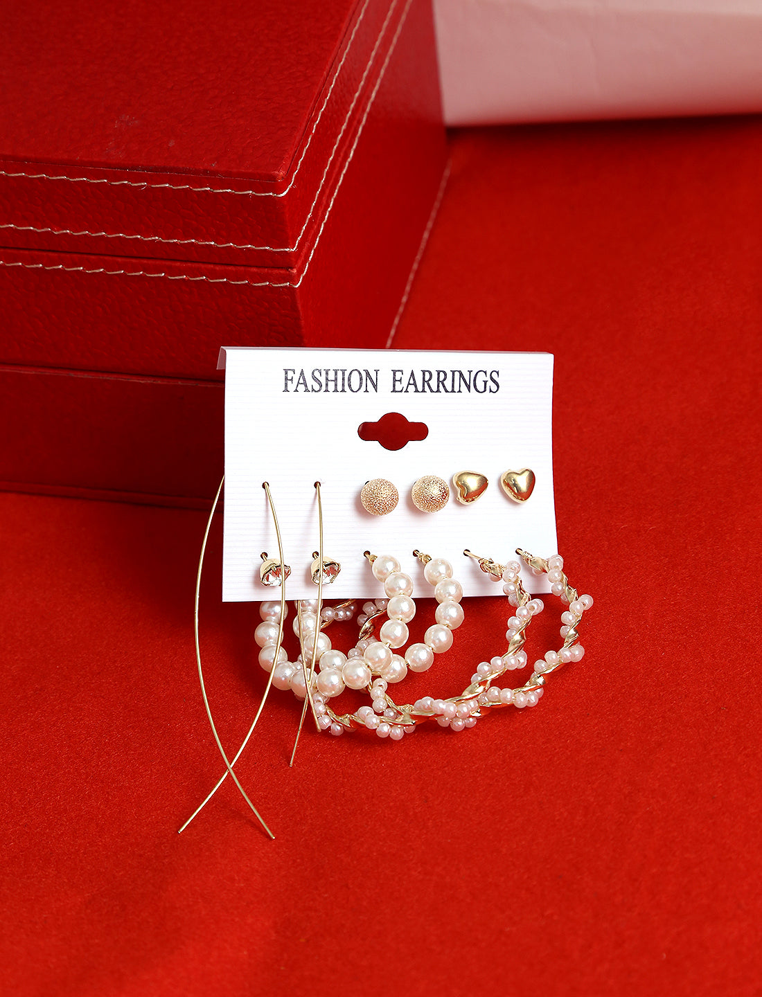 Gold-Polished Alloy Set Of 6 Designer Earrings - The Pari