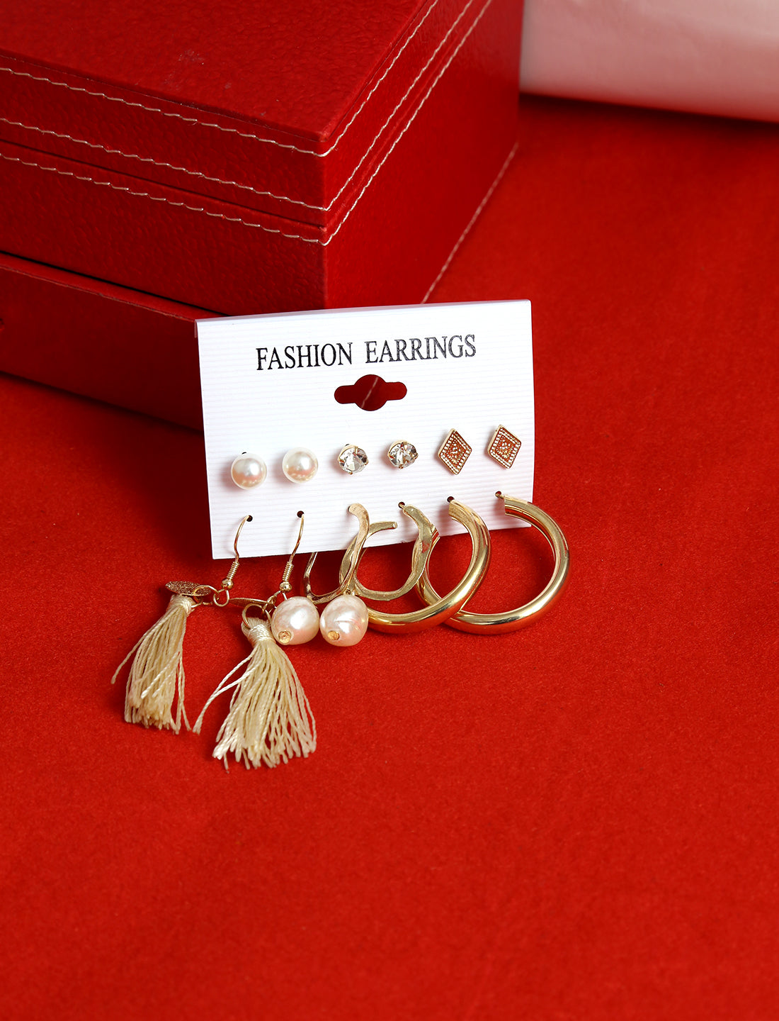 Gold-Polished Alloy Set Of 6 Designer Earrings - The Pari