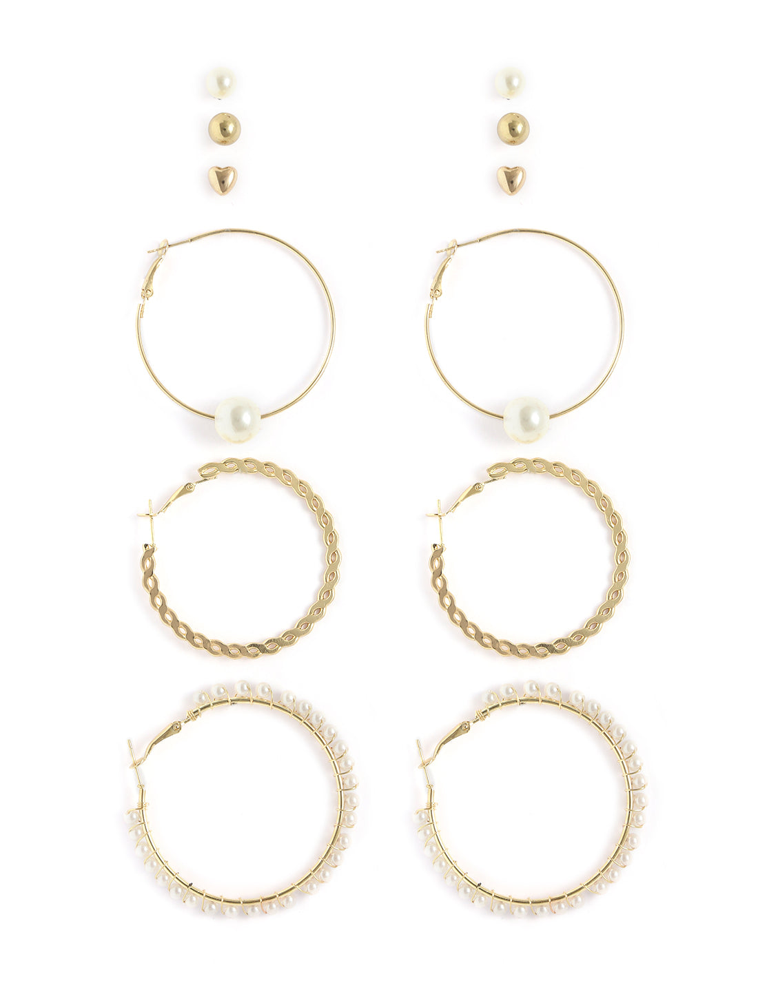 Gold-Polished Alloy Set Of 6 Designer Earrings - The Pari