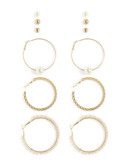 Gold-Polished Alloy Set Of 6 Designer Earrings - The Pari