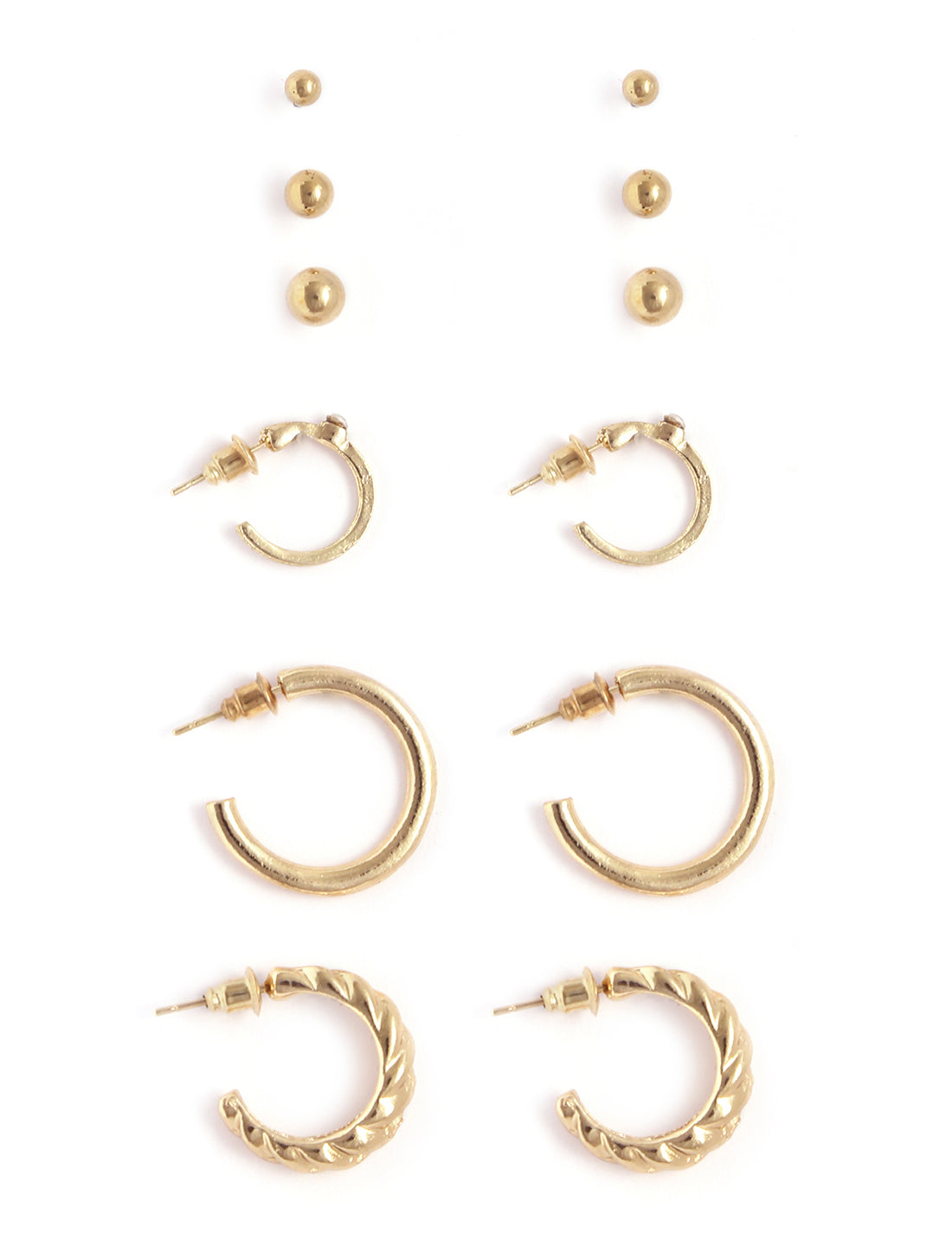 Gold-Polished Alloy Set Of 6 Designer Earrings - The Pari
