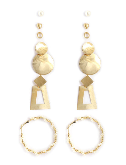 Gold-Polished Alloy Set Of 6 Designer Earrings - The Pari