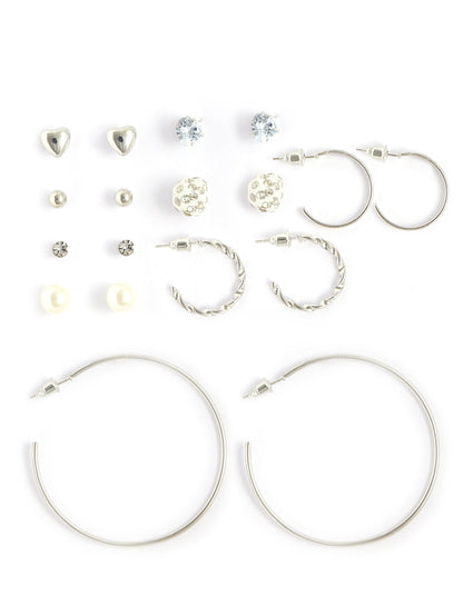 Gold-Polished Alloy Set Of 9 Designer Earrings - The Pari