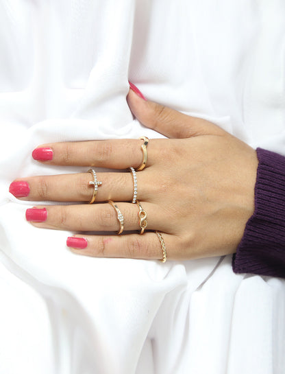 Gold-Polished Alloy Stylish Contemporary Stackable Ring - The Pari